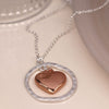 Silver plated worn hoop and rose gold heart necklace