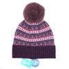 Purple mix Fair Isle bobble hat with recycled yarn