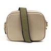 Gold Leather camera bag with chevron strap