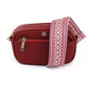 Vegan Leather small red camera bag with pattern strap