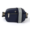 Vegan Leather small navy camera bag with chevron strap