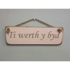 Ti werth y byd - hanging wooden sign