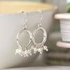 Silver plated hoop drop and pearl earrings