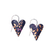 Kyoto Garden Blue Purple Medium Heart Earrings
